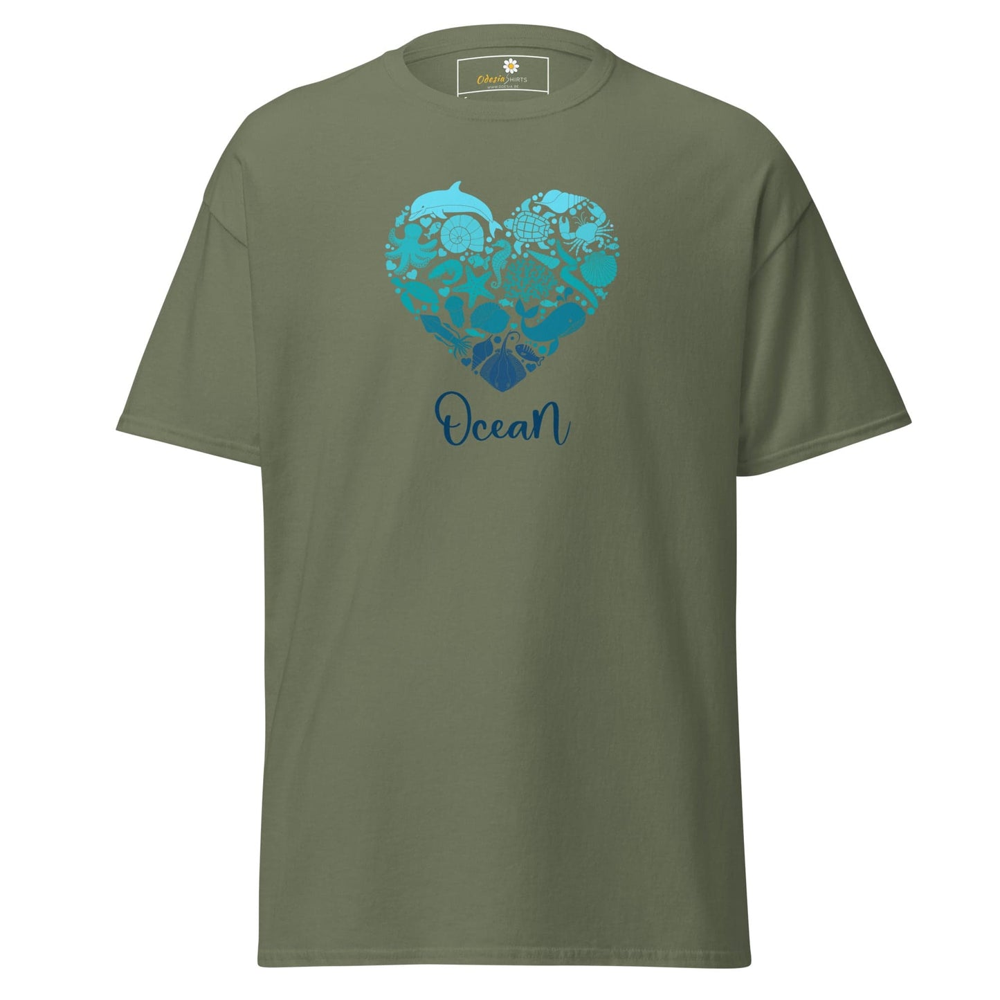 Unisex classic t-shirt - FANTASY SEALIFE HEART OCEAN - REGULAR - Military Green / S