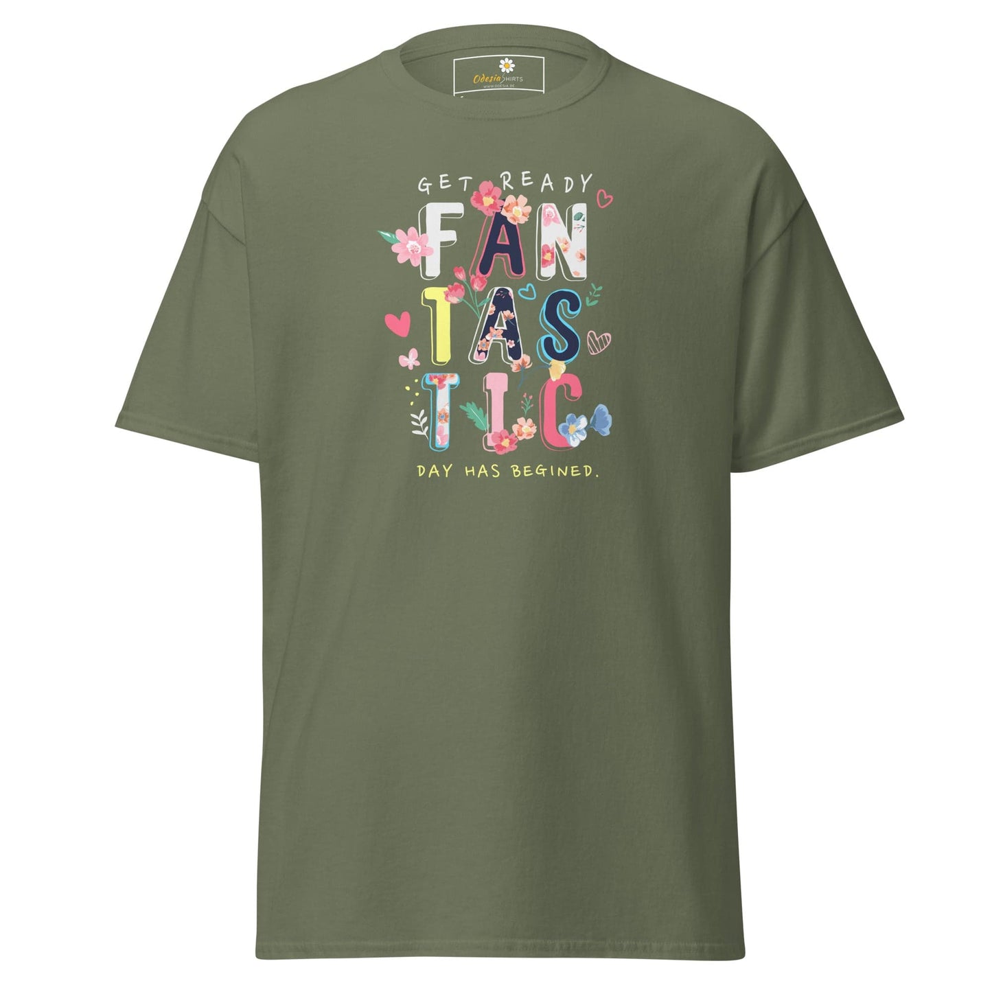 Unisex classic t-shirt - TEXT FANTASTIC DAY - REGULAR - Military Green / S