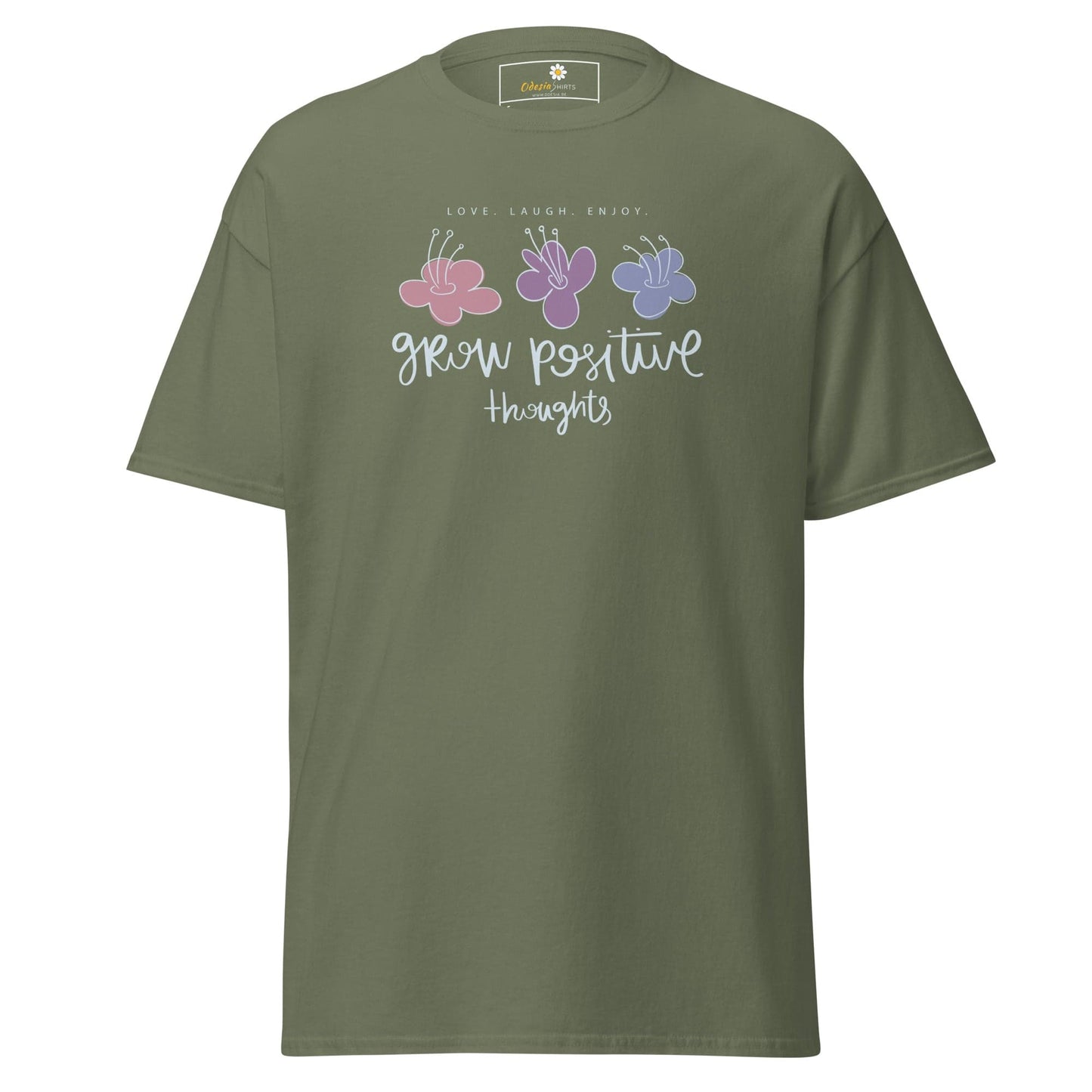 Unisex classic t-shirt - POSITIVE GROW THOUGHTS - REGULAR - Military Green / S