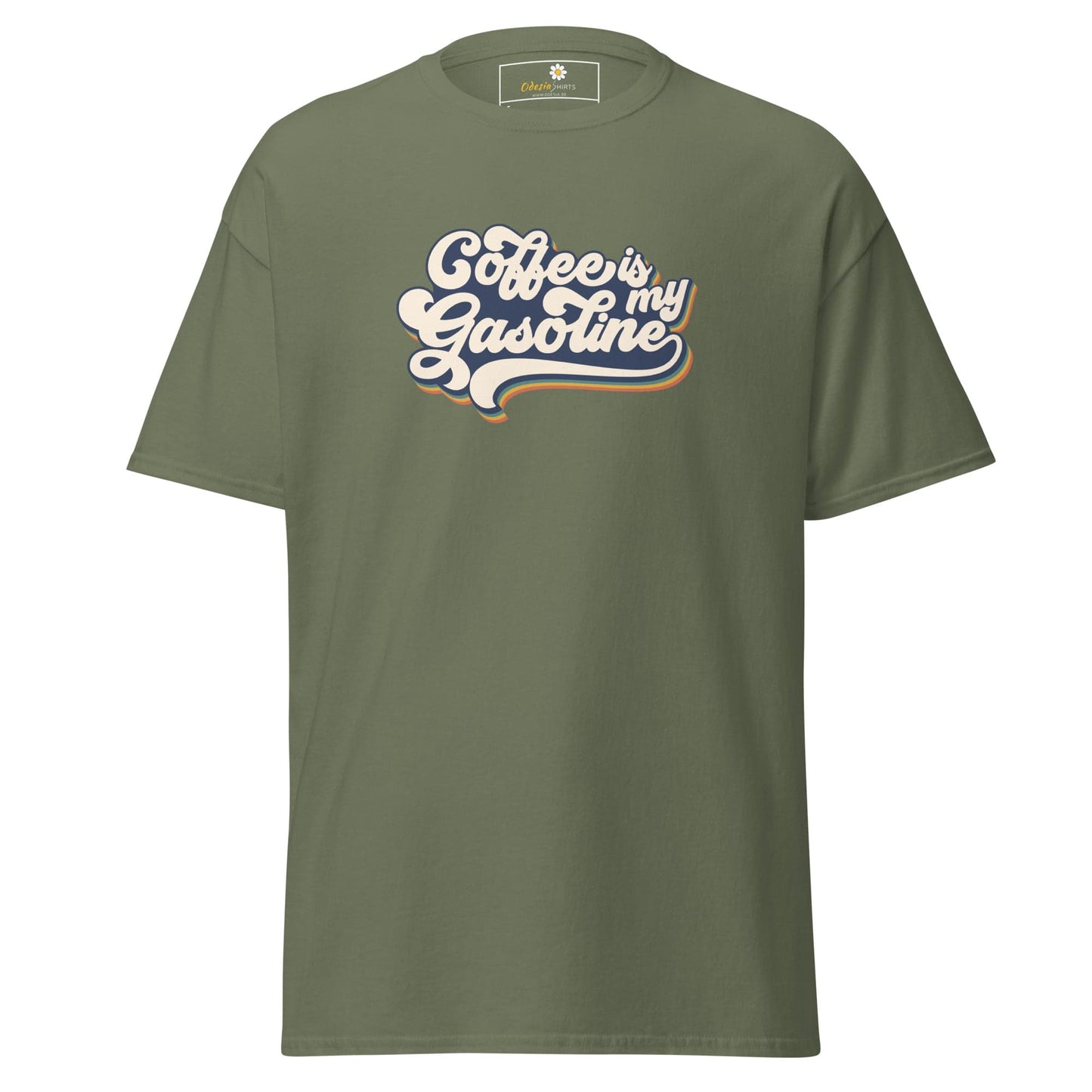 Unisex classic t-shirt - TEXT COFFEE IS MY GASEOLINE - REGULAR - Military Green / S