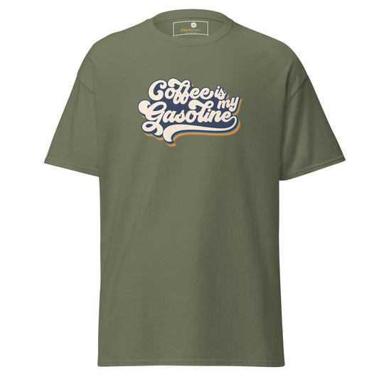 Unisex classic t-shirt - TEXT COFFEE IS MY GASEOLINE - REGULAR - Military Green / S