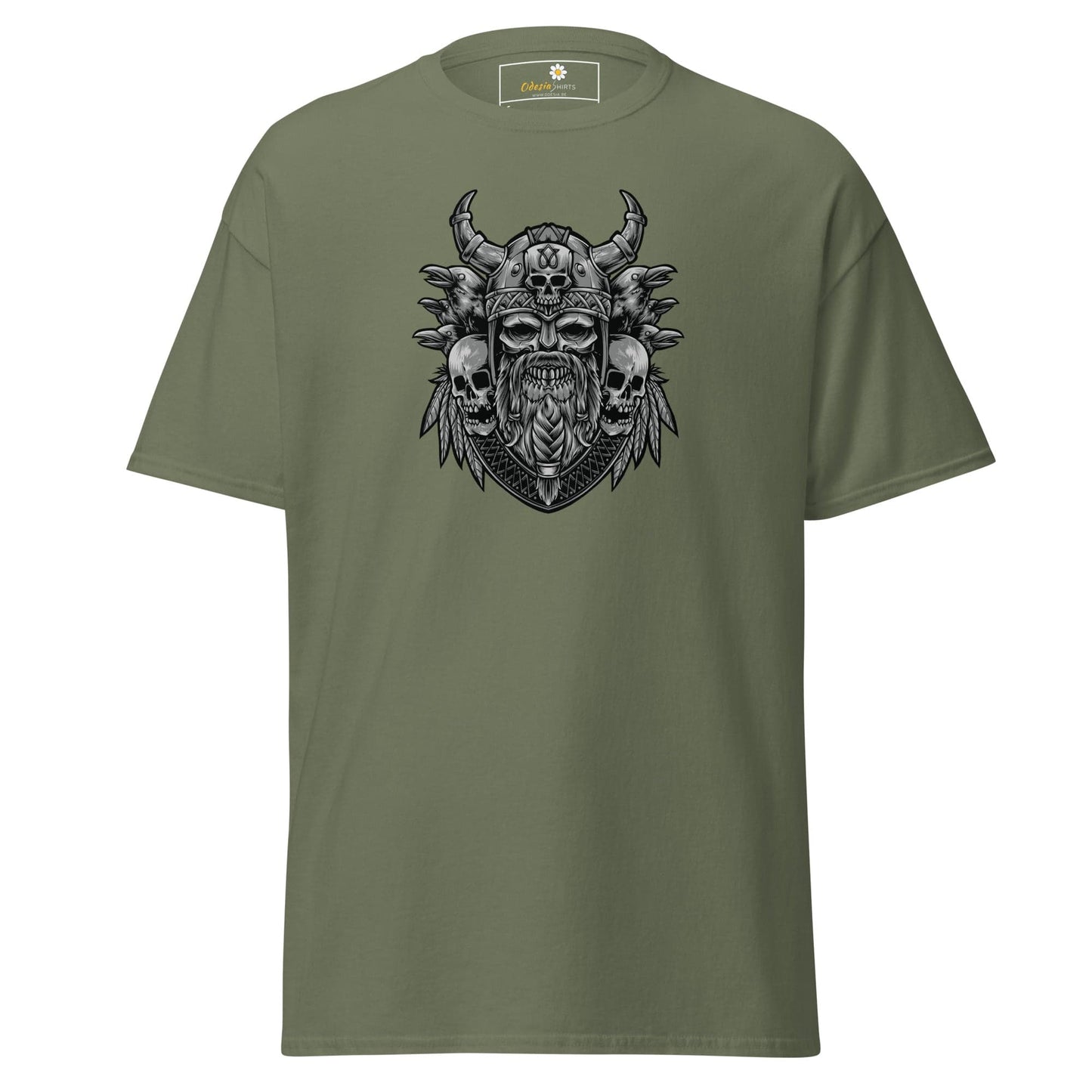Unisex classic t-shirt - MYSTIC SKULL VIKING - REGULAR - Military Green / S