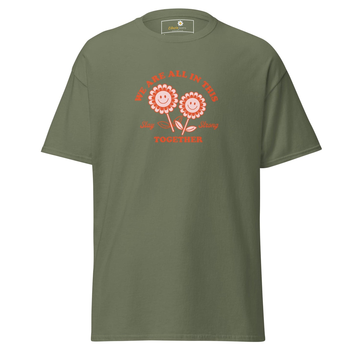 Unisex classic t-shirt - POSITIVE FLOWERS POWER - REGULAR - Military Green / S