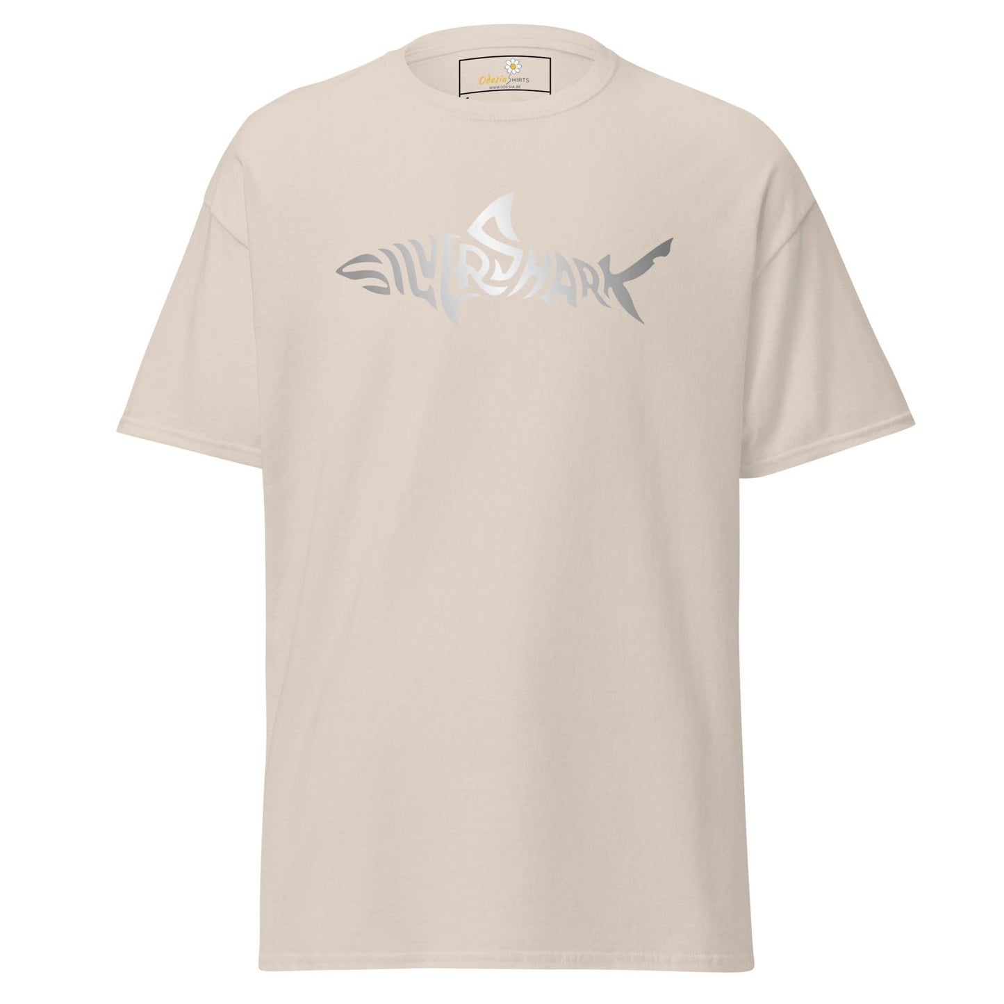 Beige T-Shirt with Shark Graphic from T-SHIRT DESIGN TEE for Men and Women S to XL