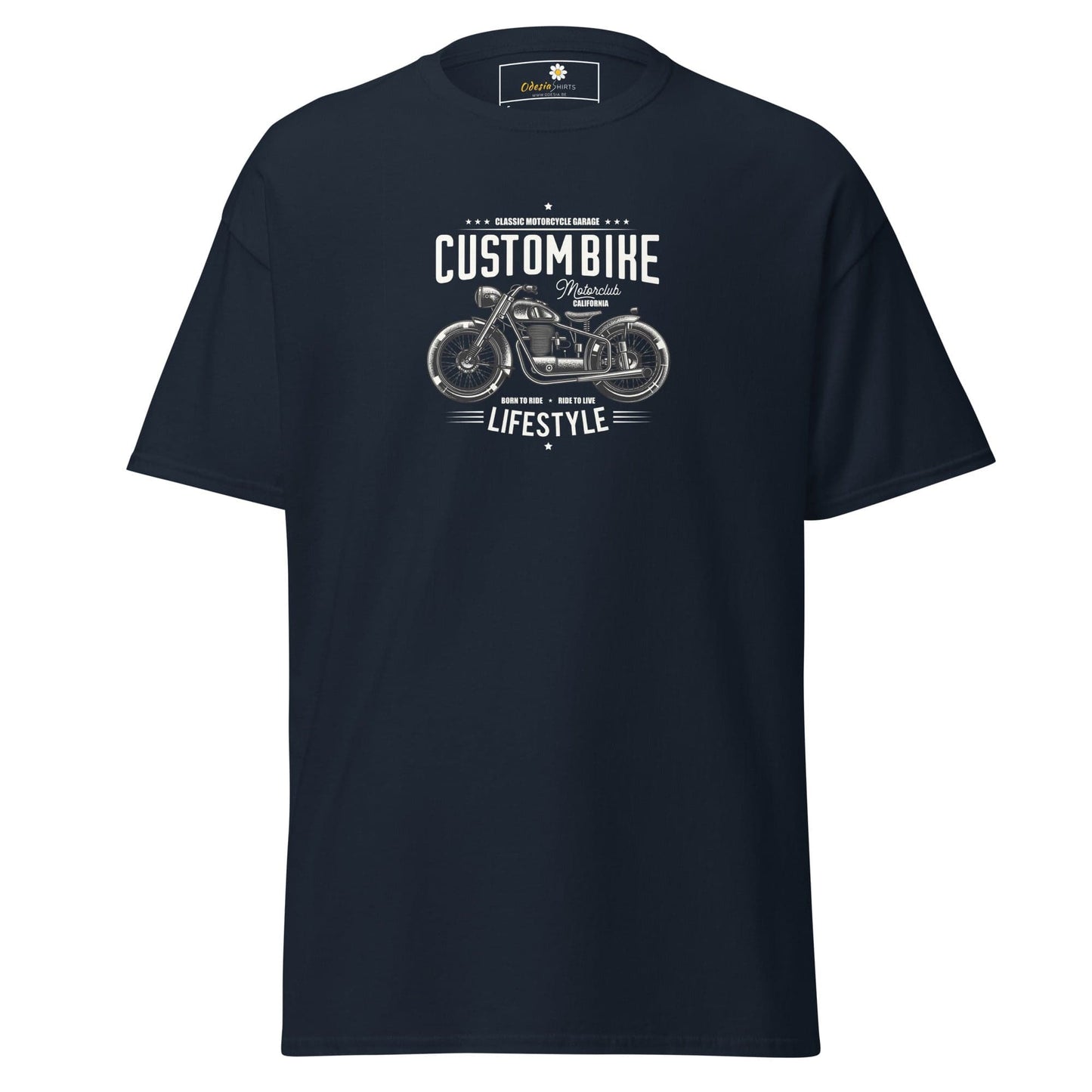 Unisex classic t-shirt - MOTOR CUSTOM BIKE - REGULAR - Navy / S