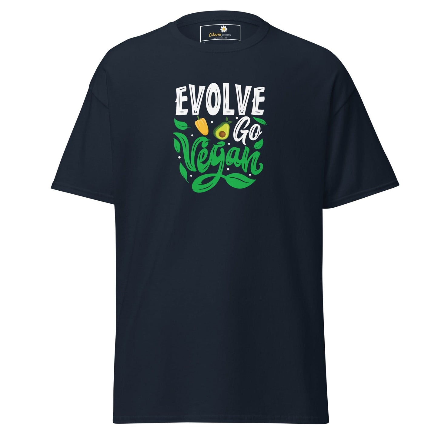 Unisex classic t-shirt - VEGAN EVOLVE GO VEGAN - REGULAR - Navy / S