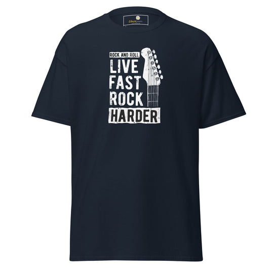 Unisex classic t-shirt - MUSIC LIVE FAST ROCK HARDER - REGULAR - Navy / S
