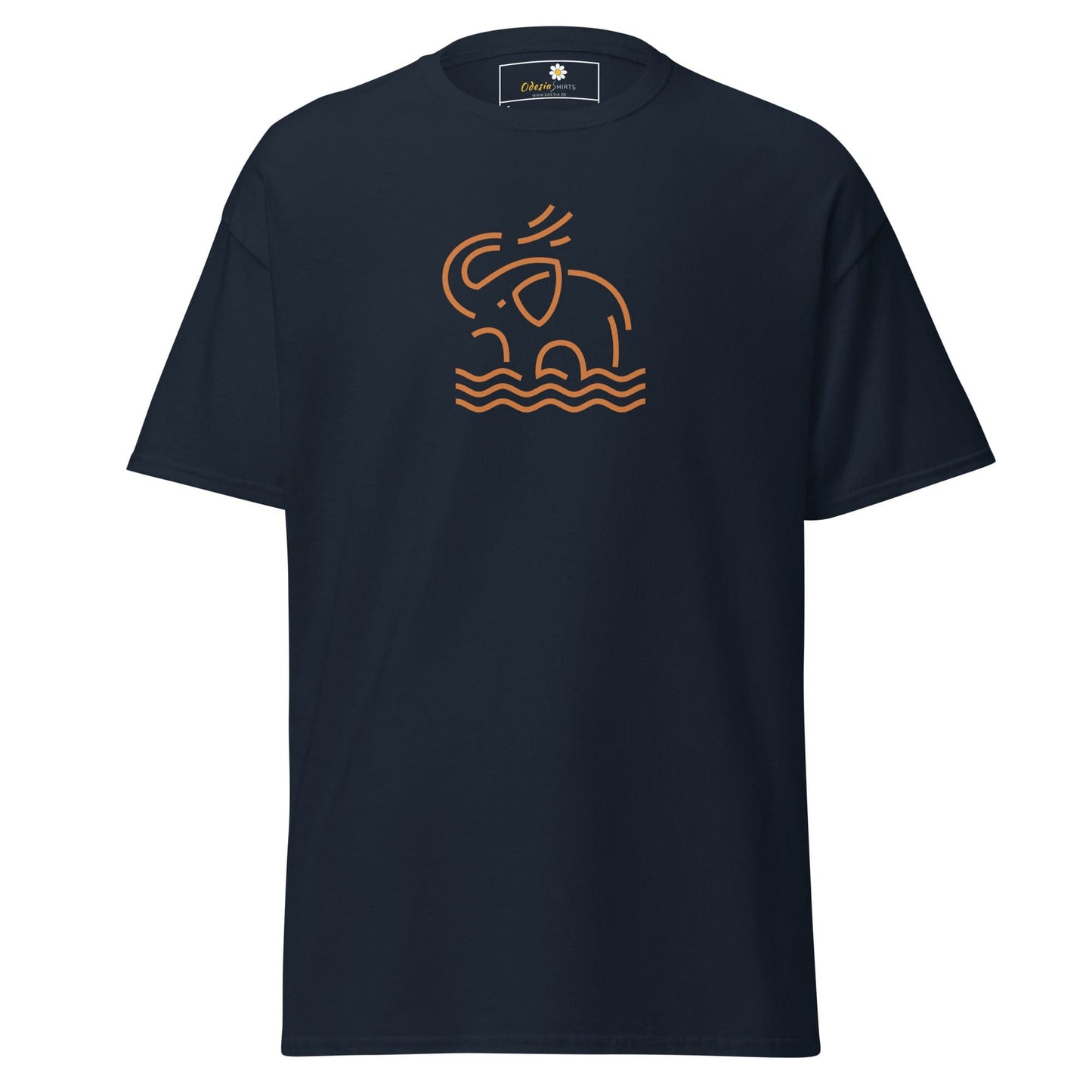 Unisex classic t-shirt - WILD LIFE ELEPHANT ORANGE - REGULAR - Navy / S