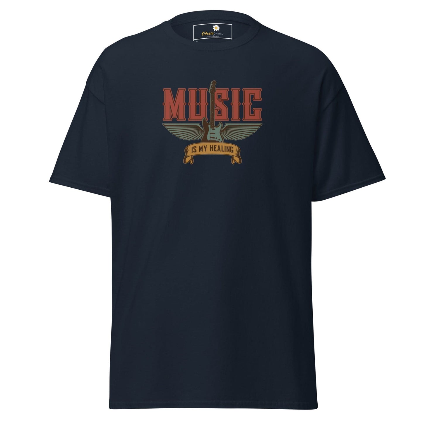 Unisex classic t-shirt - MUSIC GEAR HEALING - REGULAR - Navy / S
