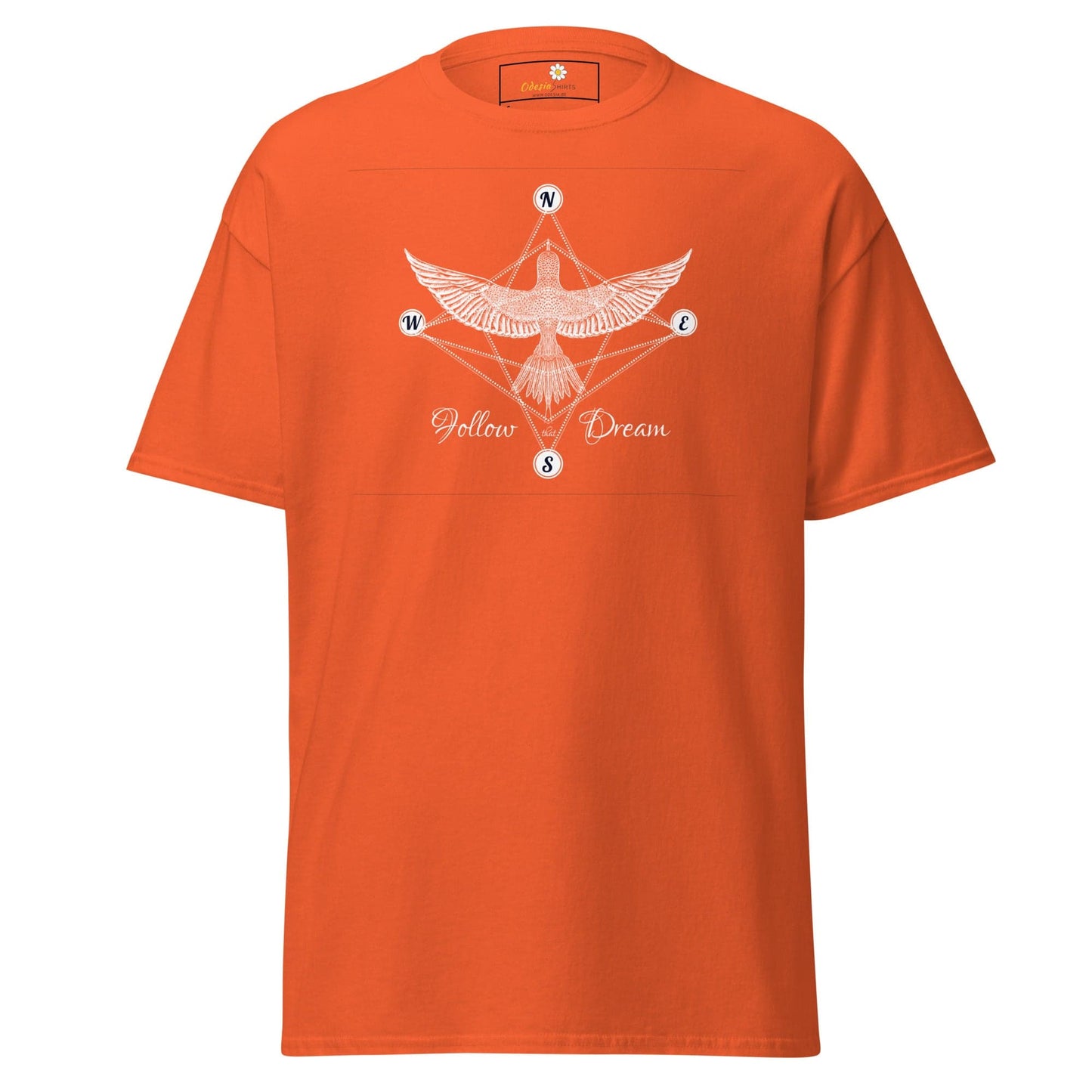 Orange T-shirt with bird design from T-SHIRT DESIGN TEE for Men and Women S to XL
