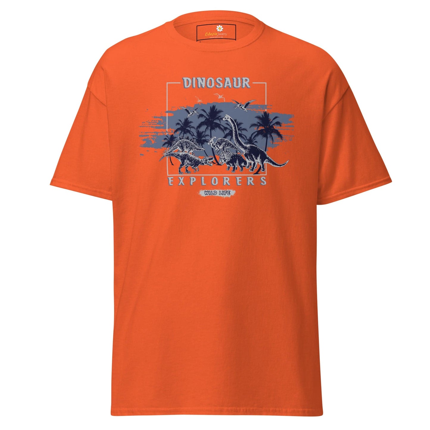Unisex classic t-shirt - WILD LIFE DINOSAURUS - REGULAR - Orange / S