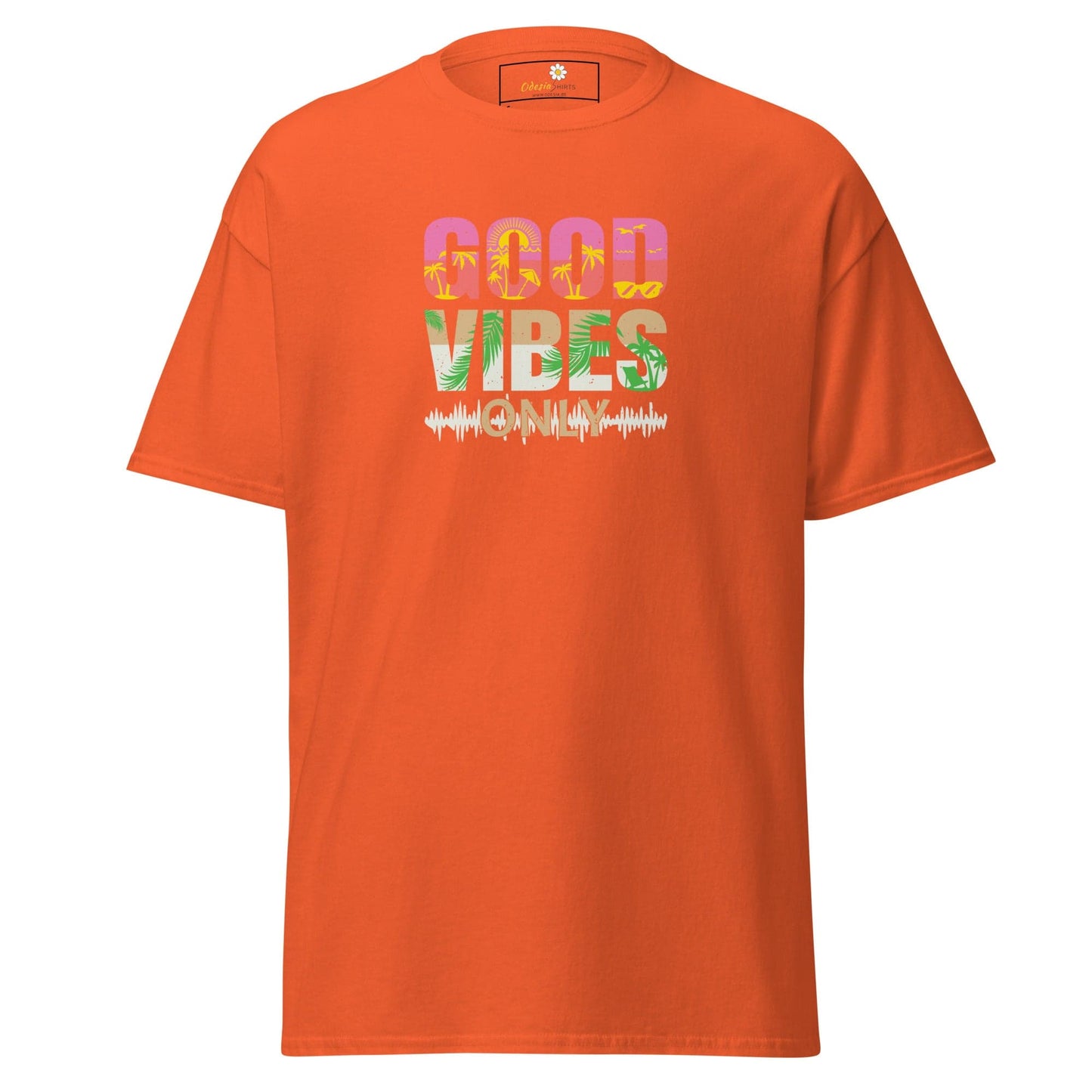 Unisex classic t-shirt - TEXT POSITIVE GOOD VIBES ONLY - REGULAR - Orange / S