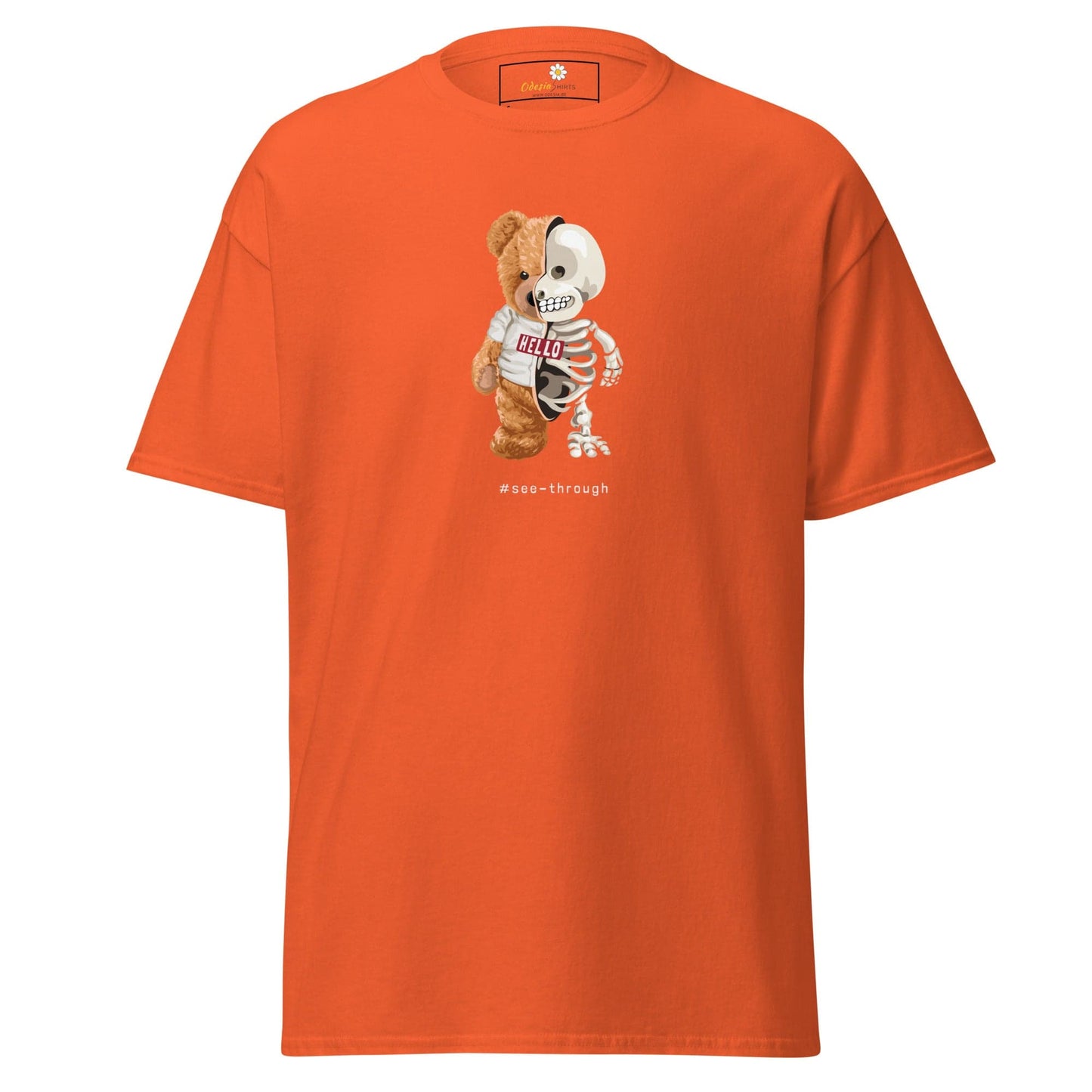 Unisex classic t-shirt - FUN BEAR SKULL - REGULAR - Orange / S