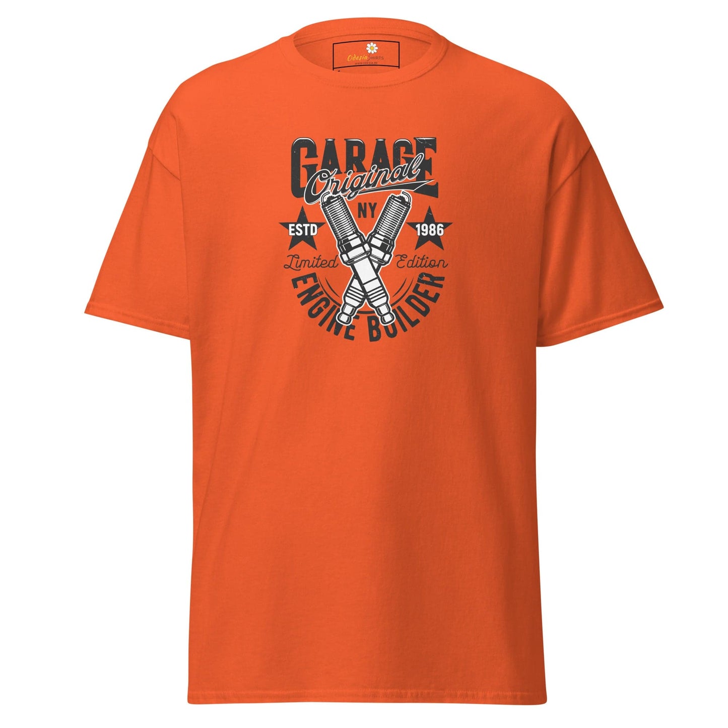 Unisex classic t-shirt - MOTOR GARAGE ENGINE BUILDER - REGULAR - Orange / S