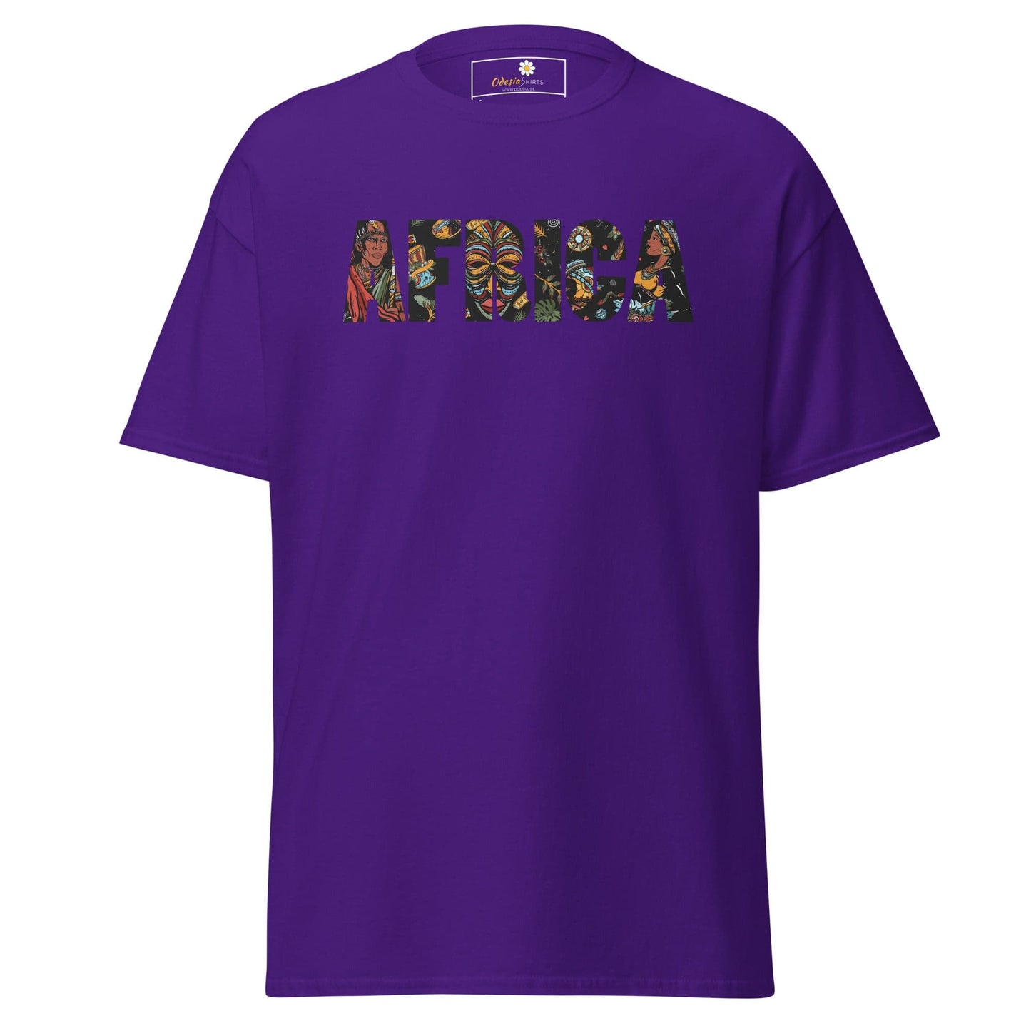Purple T-shirt with Africa design for men and women in sizes S to XL