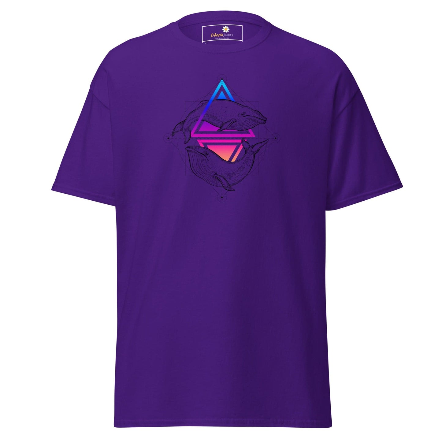Purple T-Shirt with Whale Design for Men and Women in Sizes S to XL