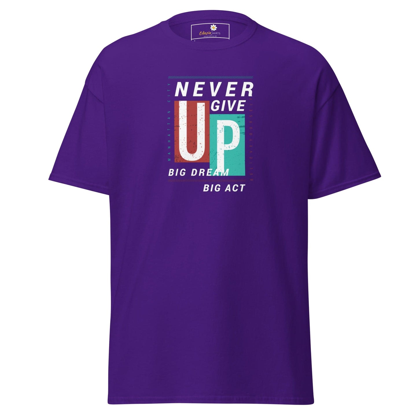 Unisex classic t-shirt - TEXT NEVER GIVE UP - REGULAR - Purple / S