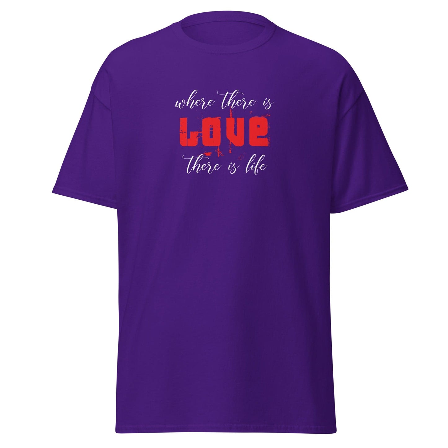 Unisex classic t-shirt - TEXT WHERE LOVE THERE LIFE - REGULAR - Purple / S