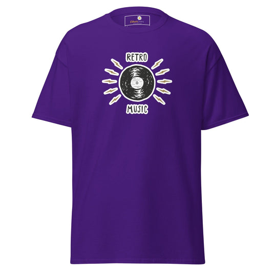 Purple T-shirt with retro music design for men and women in sizes S to XL