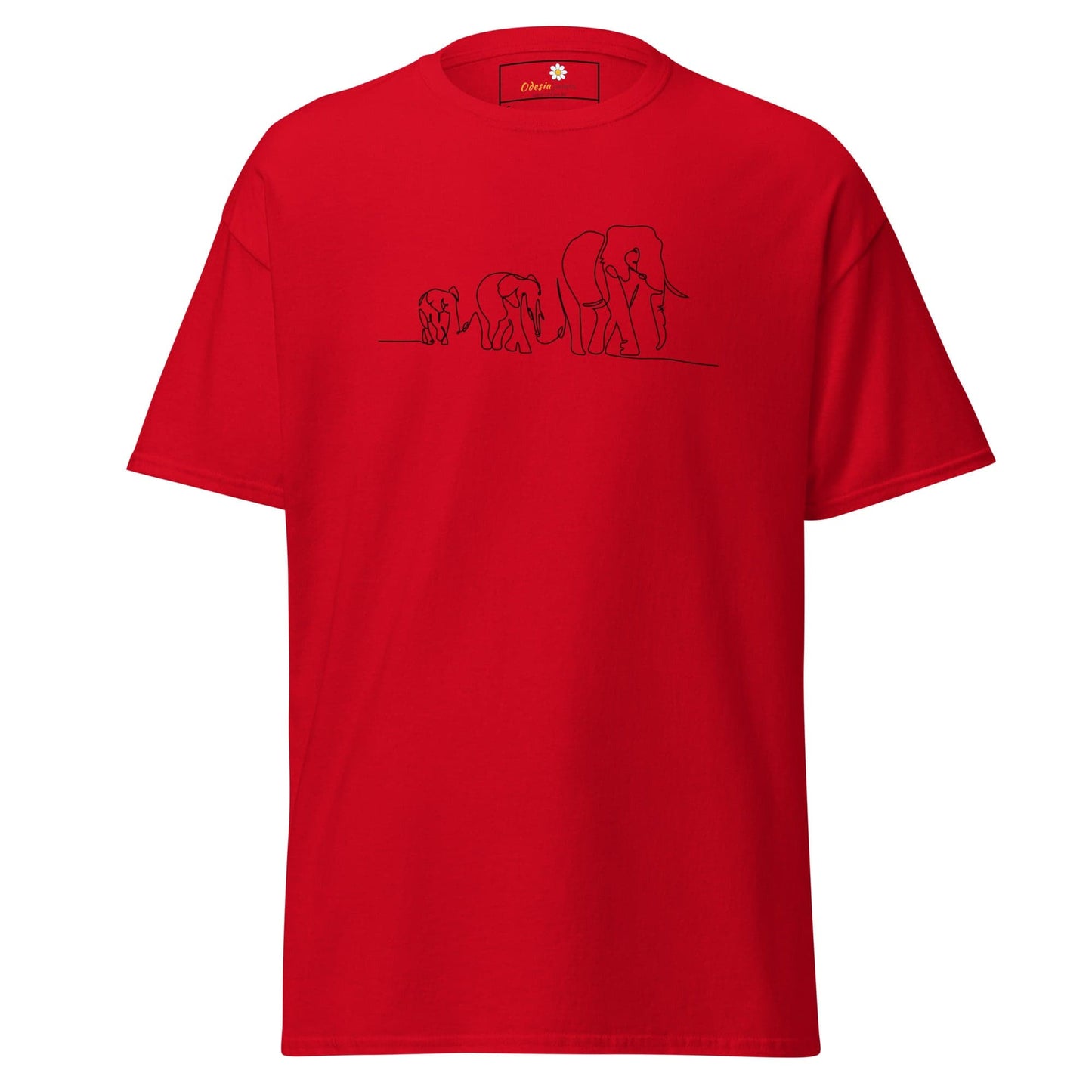 Unisex classic t-shirt - WILD LIFE ELEPHANTS IN LINE - REGULAR - Red / S