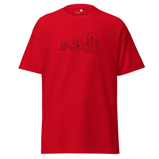 Unisex classic t-shirt - WILD LIFE ELEPHANTS IN LINE - REGULAR - Red / S