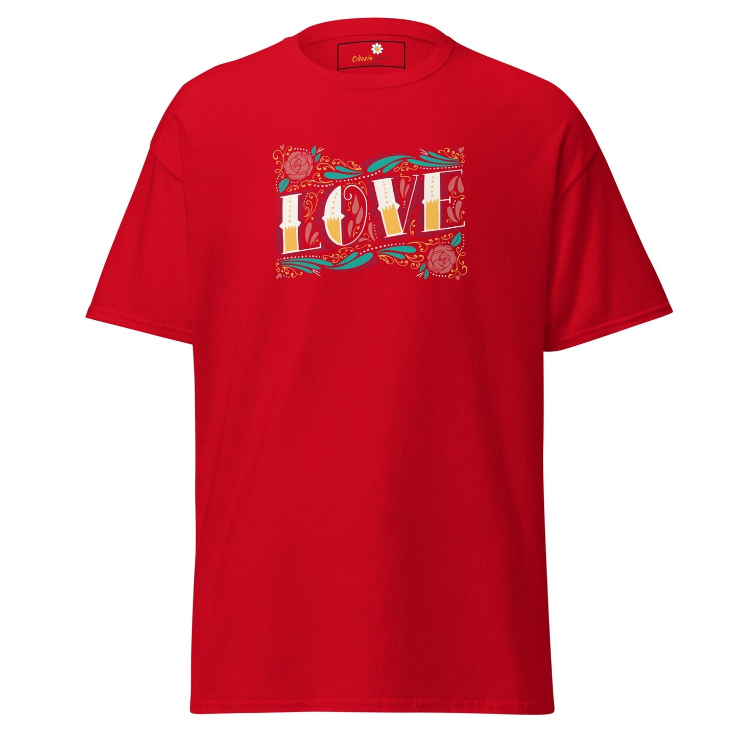 Unisex classic t-shirt - TEXT LOVE FLOWERS - REGULAR - Red / S