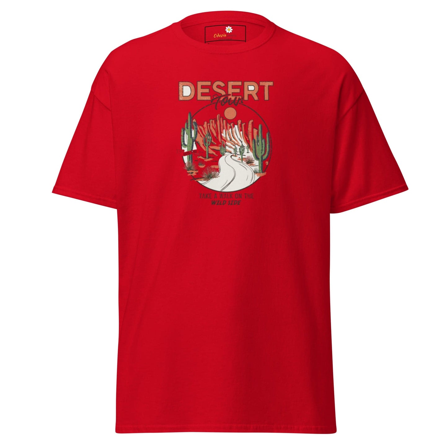 Red T-shirt with desert graphic from T-SHIRT DESIGN TEE for Men and Women S to XL