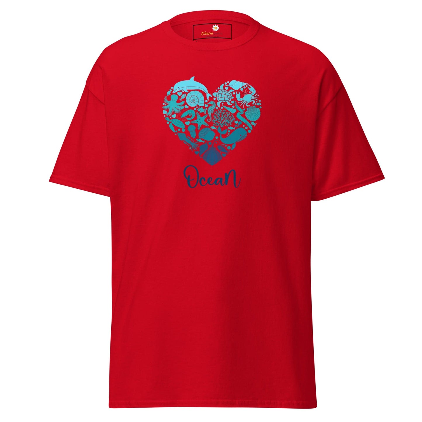 Unisex classic t-shirt - FANTASY SEALIFE HEART OCEAN - REGULAR - Red / S