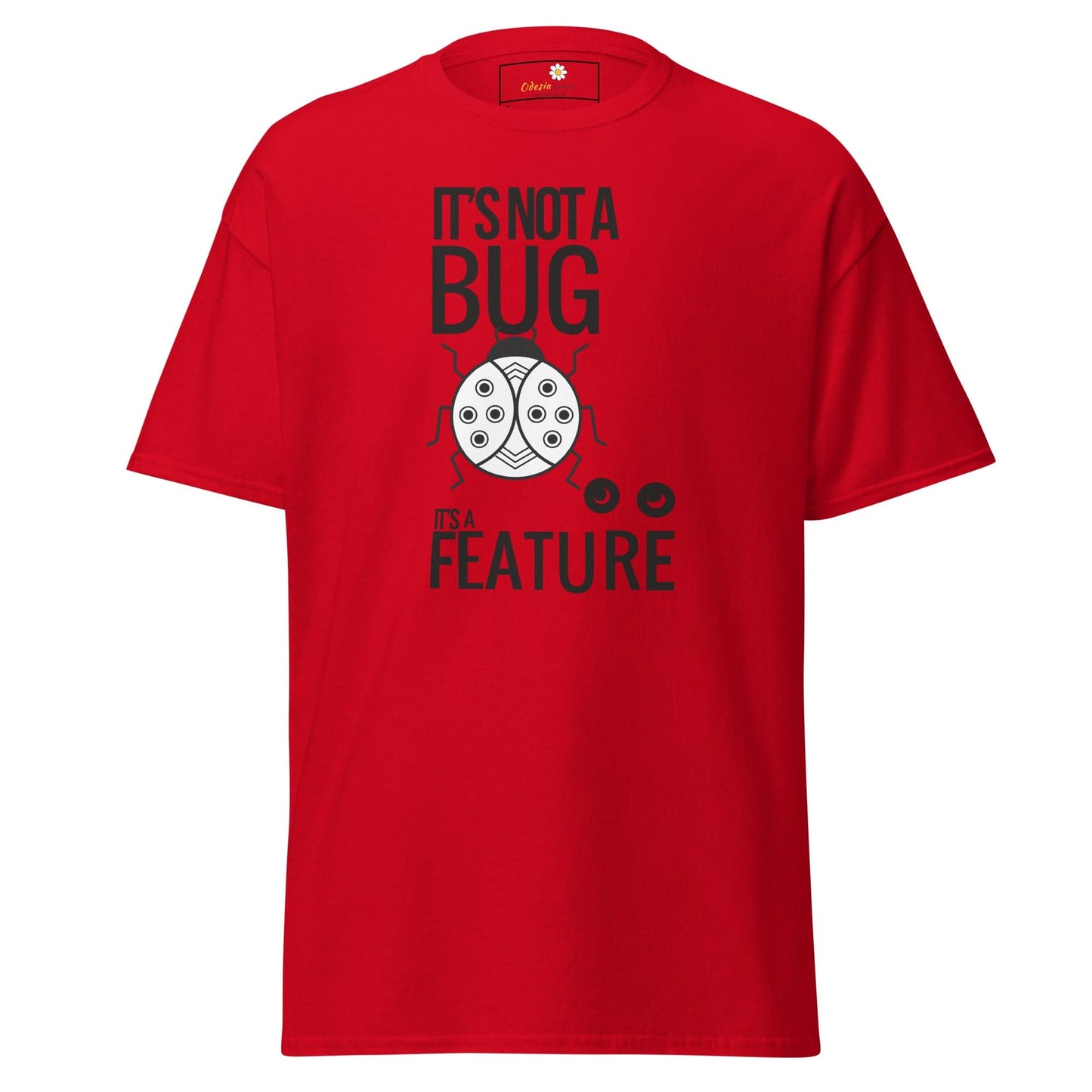 Red T-shirt with bug graphic from T-SHIRT DESIGN TEE for Men and Women in sizes S to XL