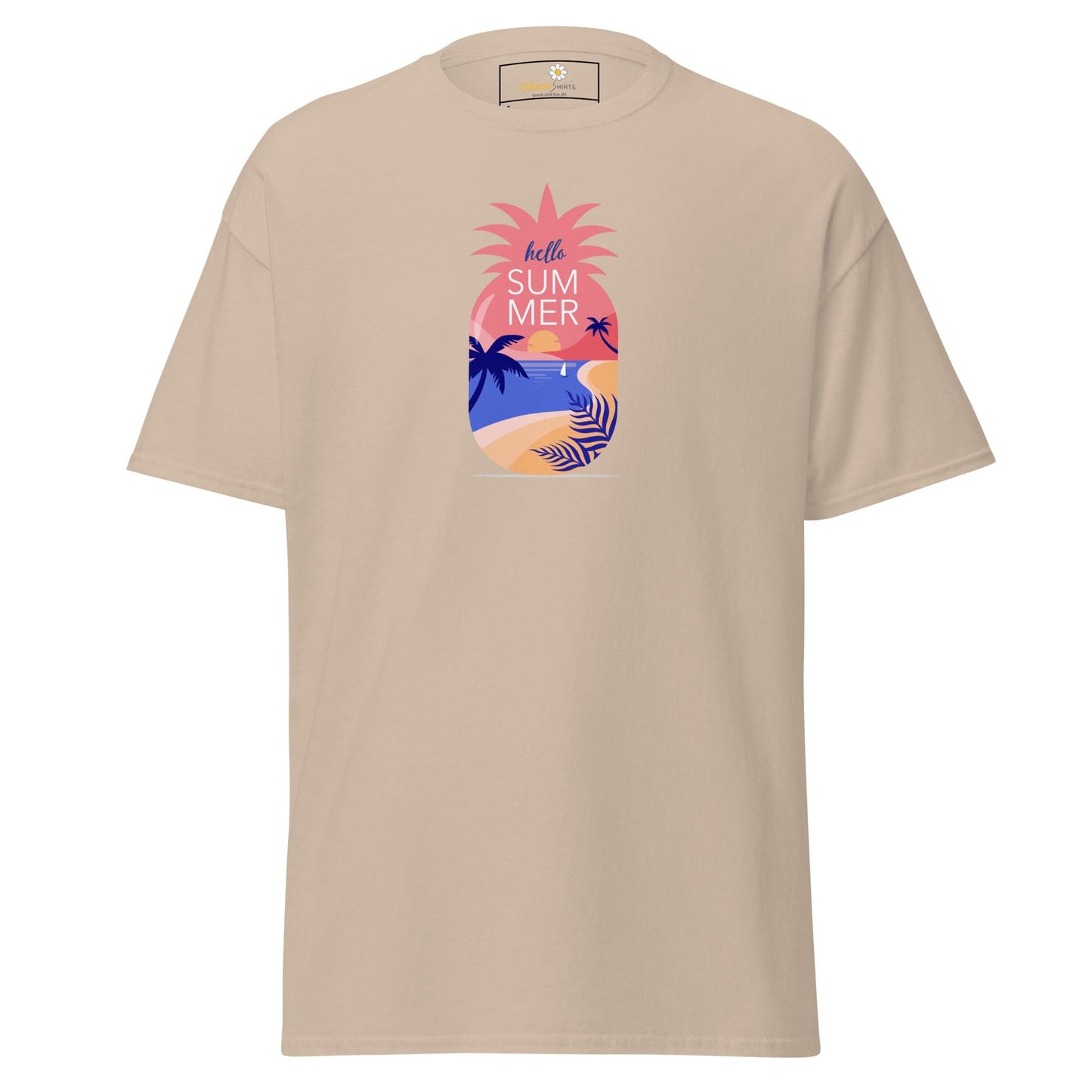 Beige T-Shirt with Pineapple Graphic for Men and Women in Sizes S to XL
