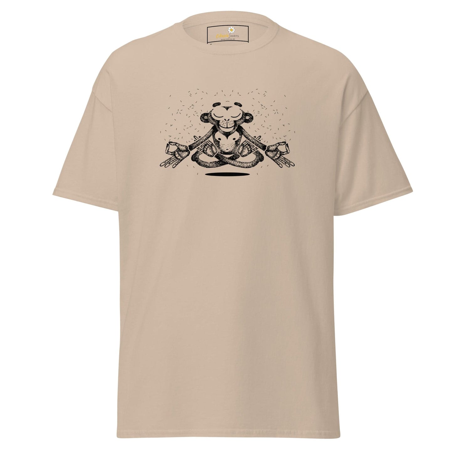 Beige T-shirt with Monkey Graphic for Men and Women in Sizes S to XL