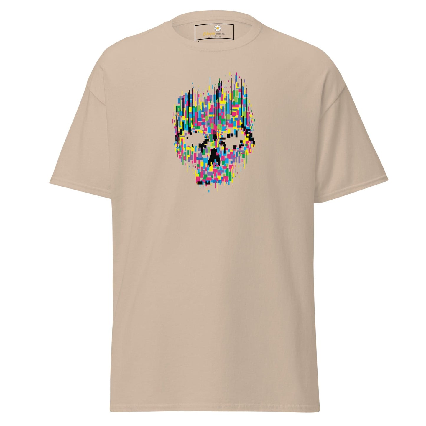 Unisex classic t-shirt - SKULL COLORFUL CUBES - REGULAR - Sand / S