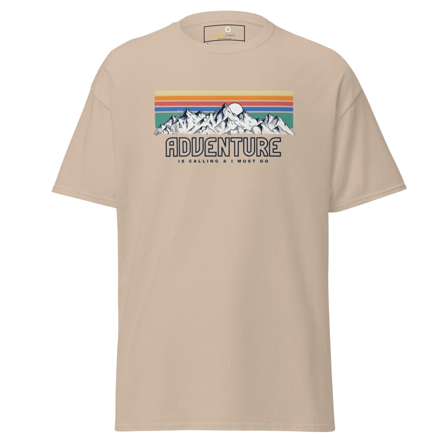 Beige T-shirt with Mountain Graphic for Men and Women available in sizes S to XL