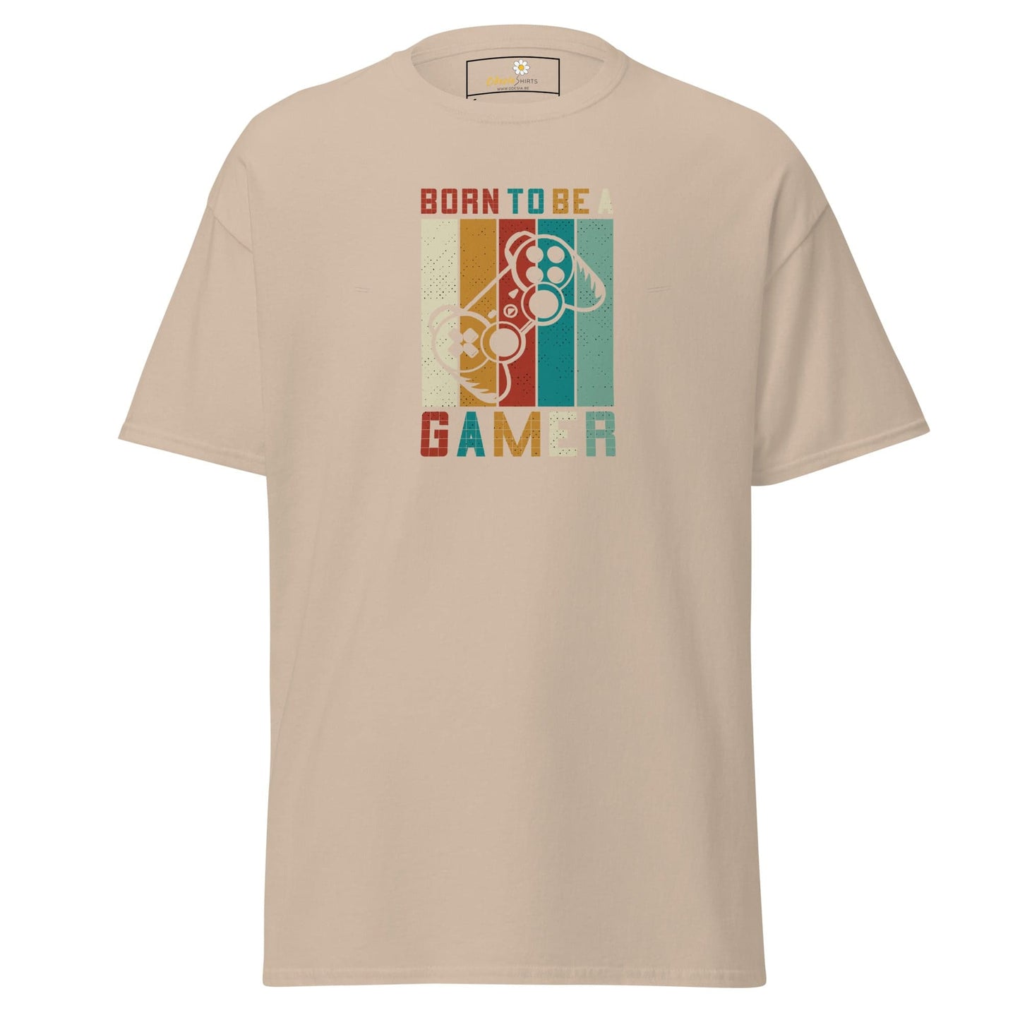 Beige T-shirt with retro gaming design for men and women in sizes S to XL