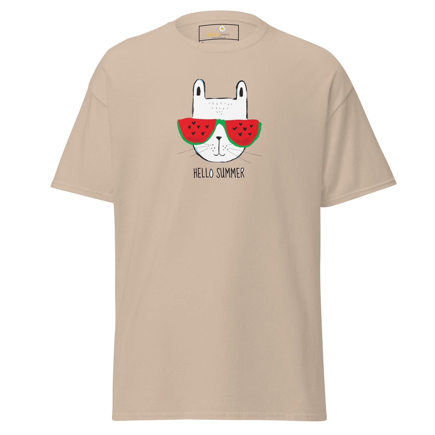 Unisex classic t-shirt - SUMMER HELLO CAT - REGULAR - Sand / S