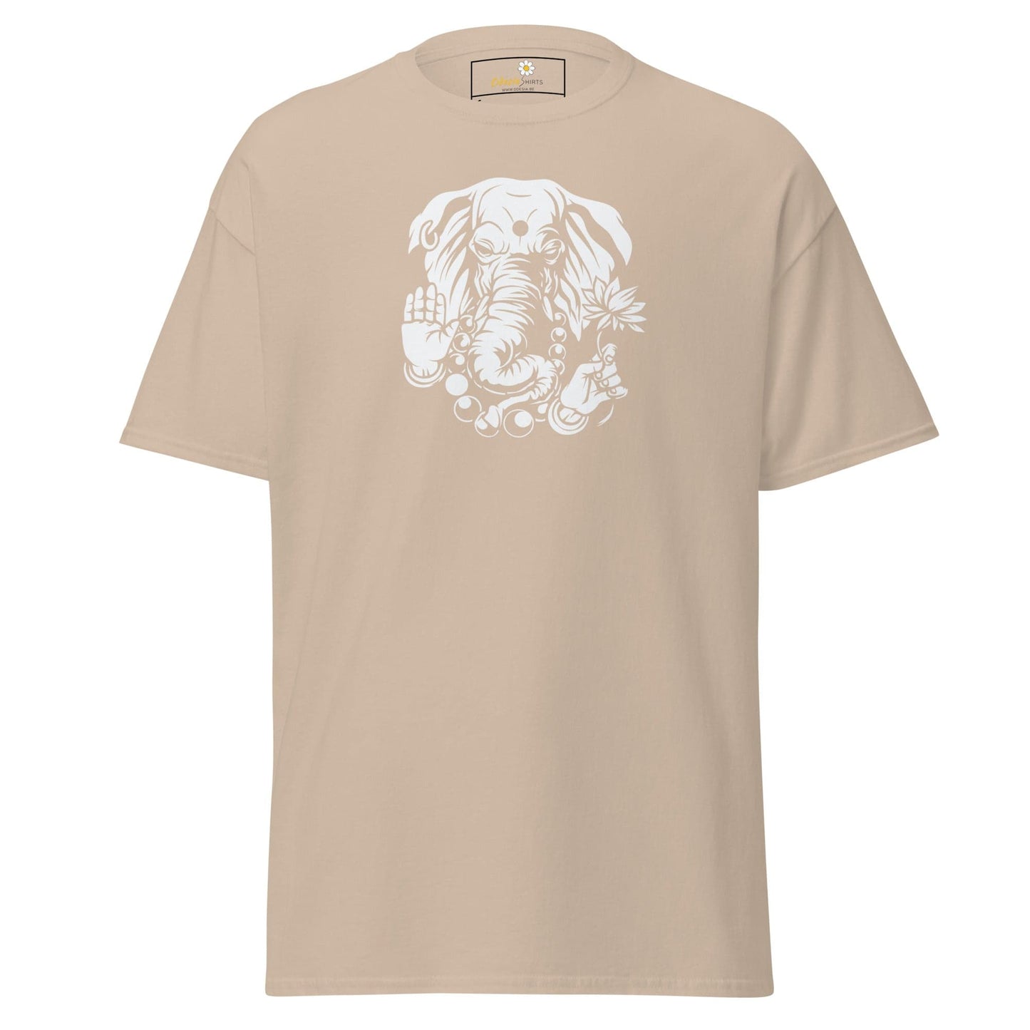 Beige T-shirt with Elephant graphic for Man and Woman in S to XL sizes