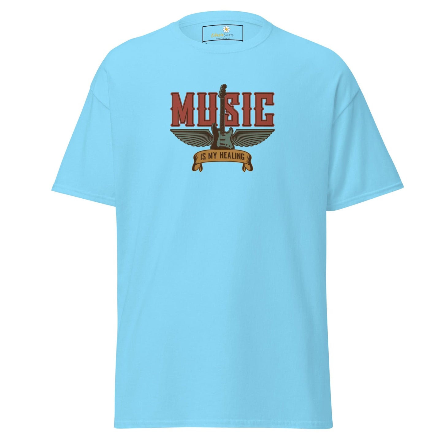 Unisex classic t-shirt - MUSIC GEAR HEALING - REGULAR - Sky / S