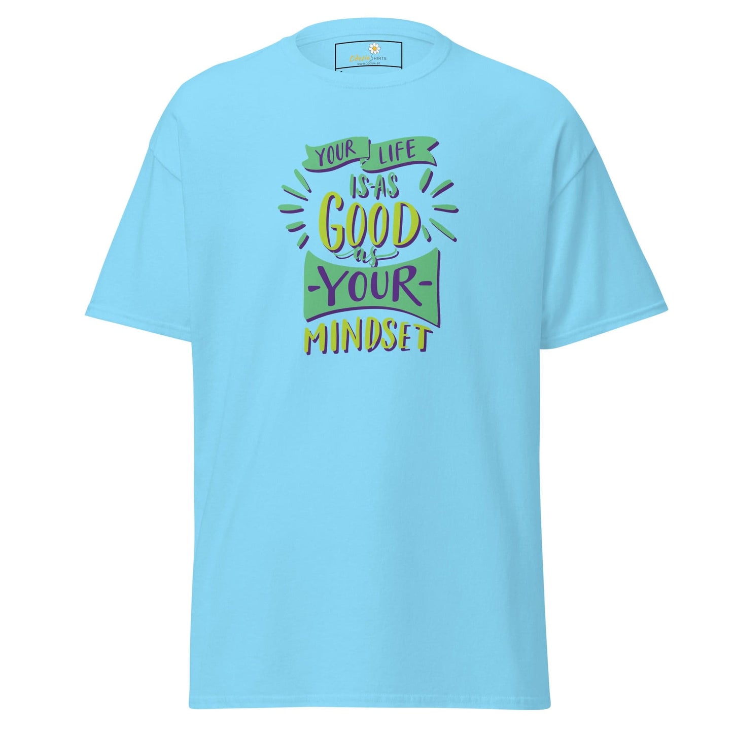 Light blue T-shirt with motivational quote from T-SHIRT DESIGN TEE for Man and Woman