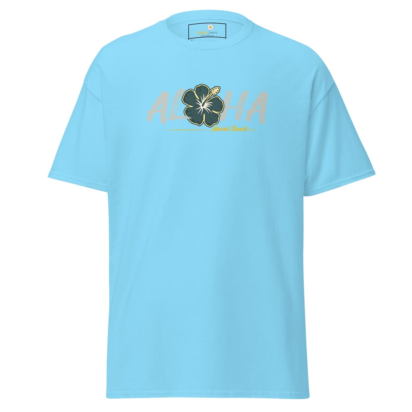 Light blue T-shirt with floral design from T-SHIRT DESIGN TEE for Men and Women