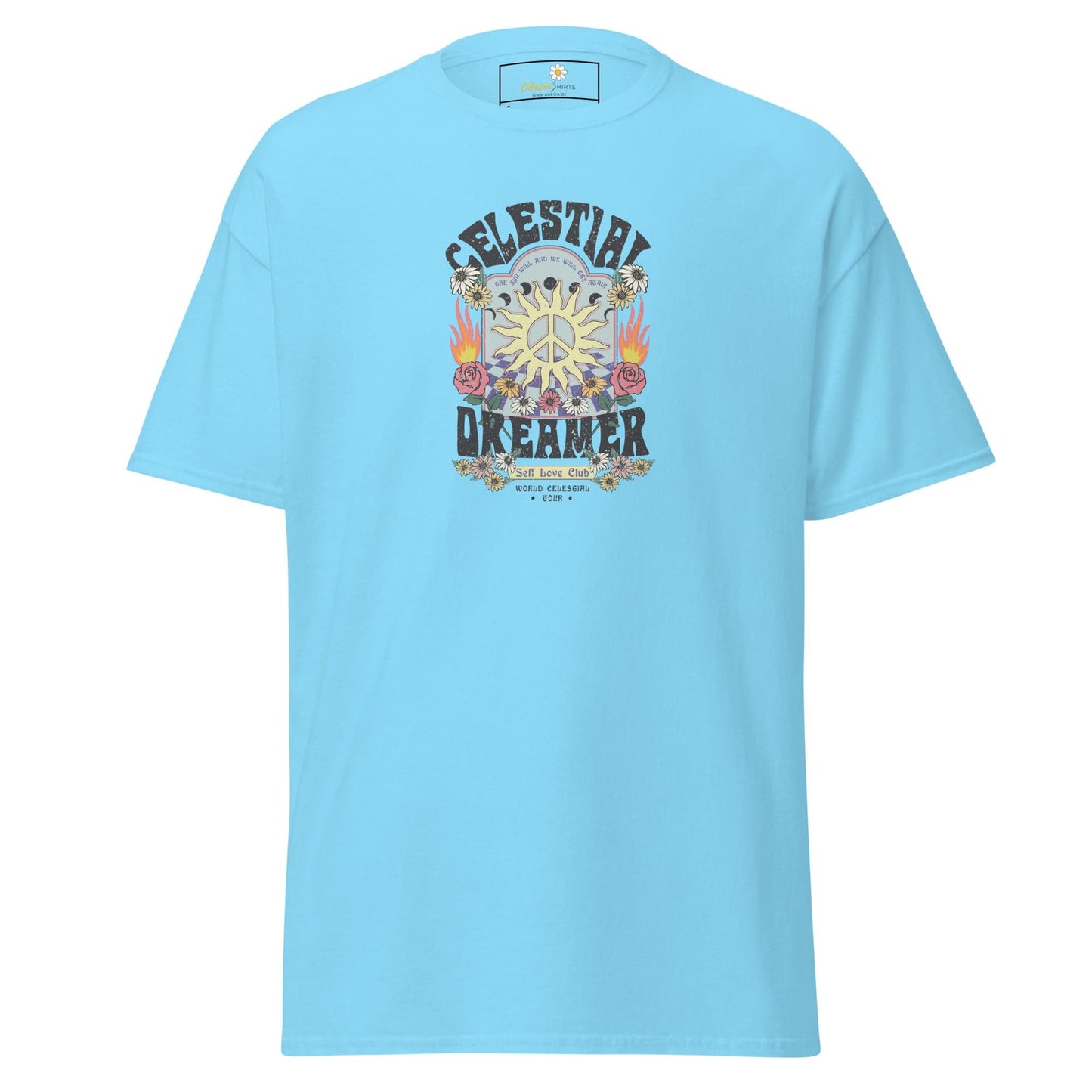 Unisex classic t-shirt - NATURE CELESTIAL FLOWERS - REGULAR - Sky / S