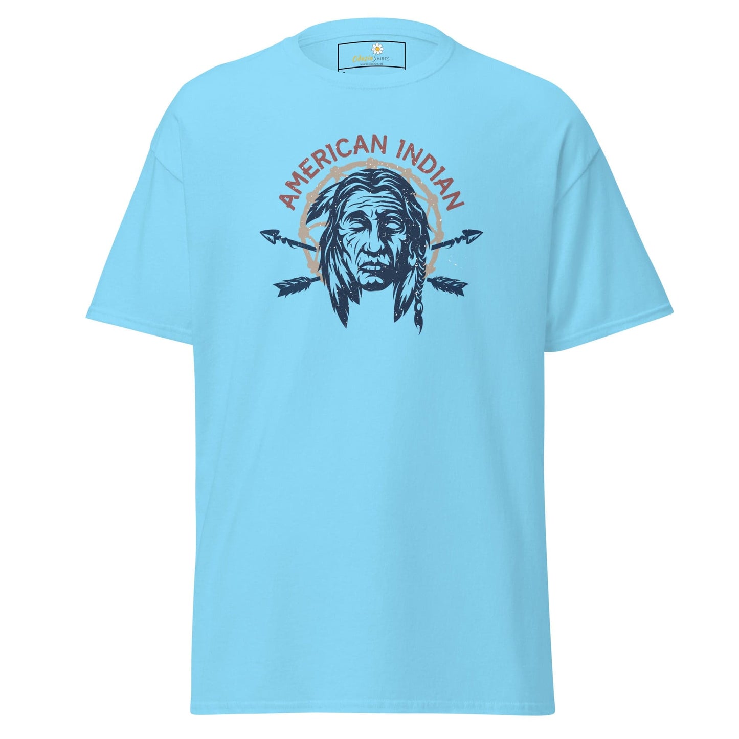 Unisex classic t-shirt - VINTAGE AMERICAN INDIAN - REGULAR - Sky / S