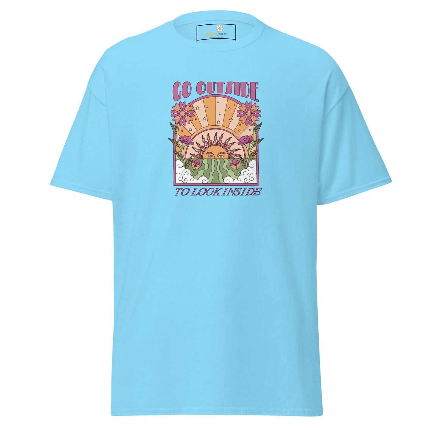 Unisex classic t-shirt - POSITIVE GO OUTSIDE LOOK INSIDE - REGULAR - Sky / S