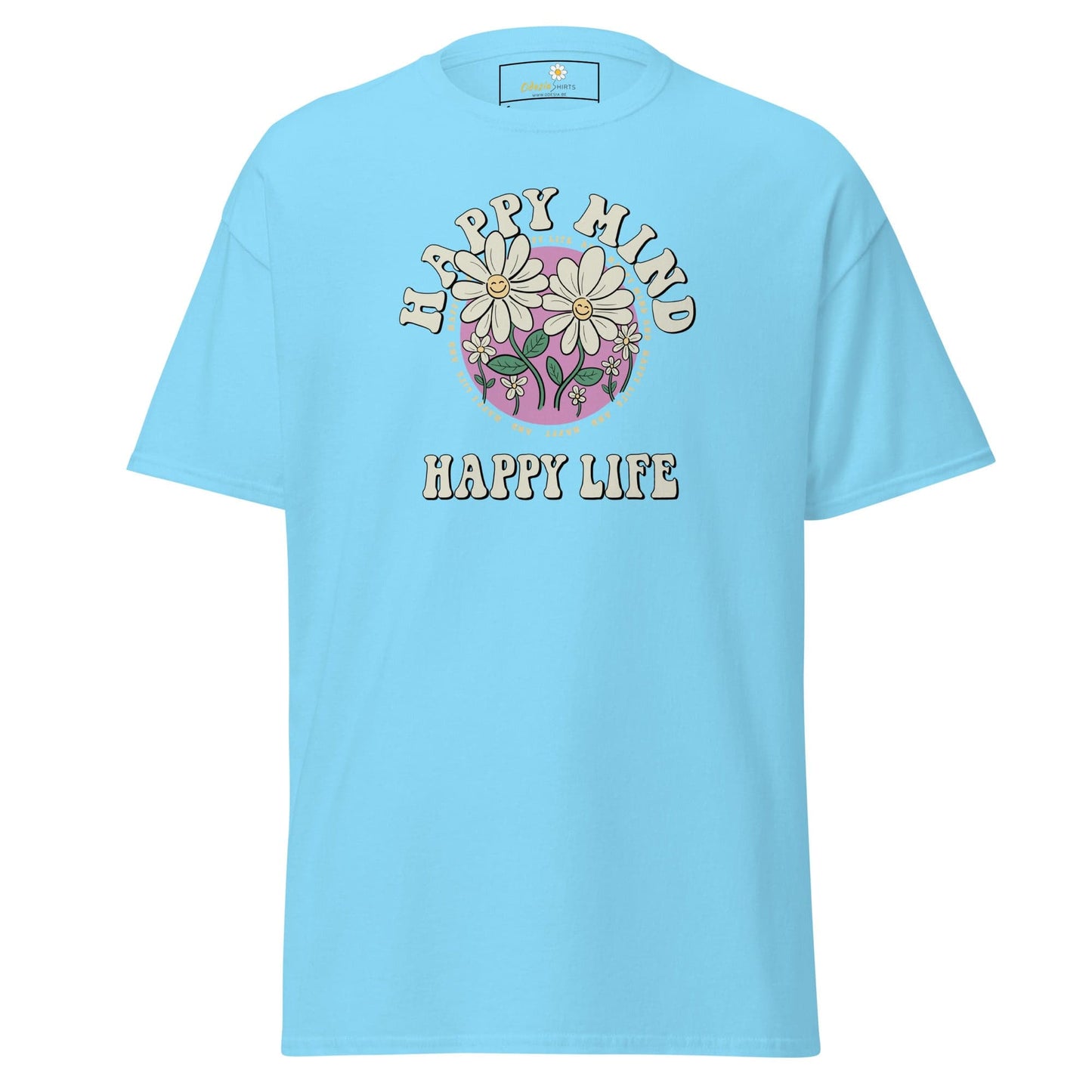 Unisex classic t-shirt - POSITIVE HAPPY MIND LIFE - REGULAR - Sky / S