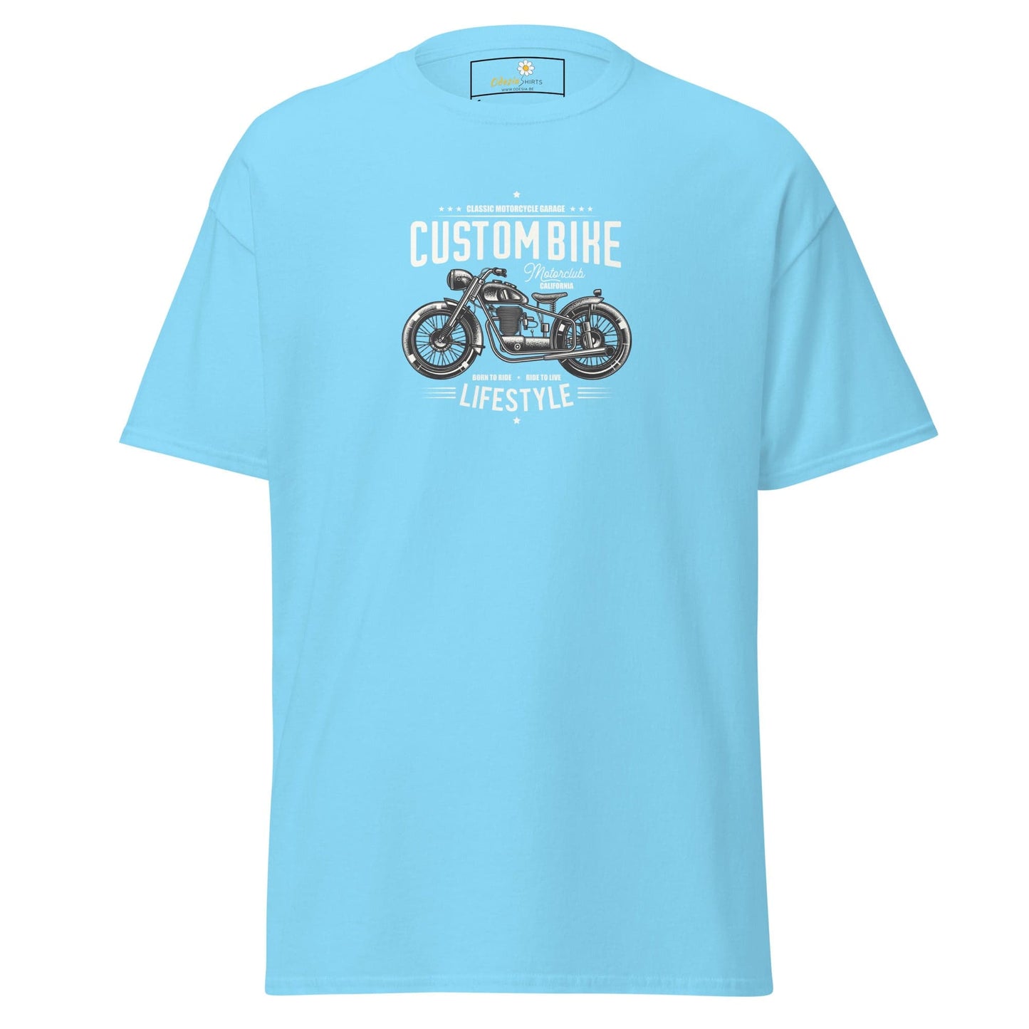 Unisex classic t-shirt - MOTOR CUSTOM BIKE - REGULAR - Sky / S