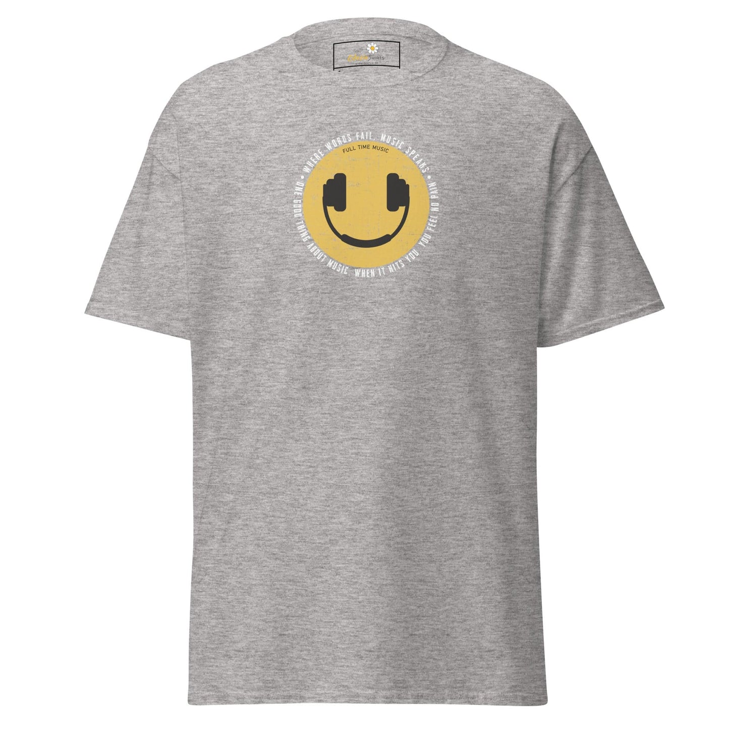 Gray T-shirt with smiley face from T-SHIRT DESIGN TEE for men and women in sizes S to XL