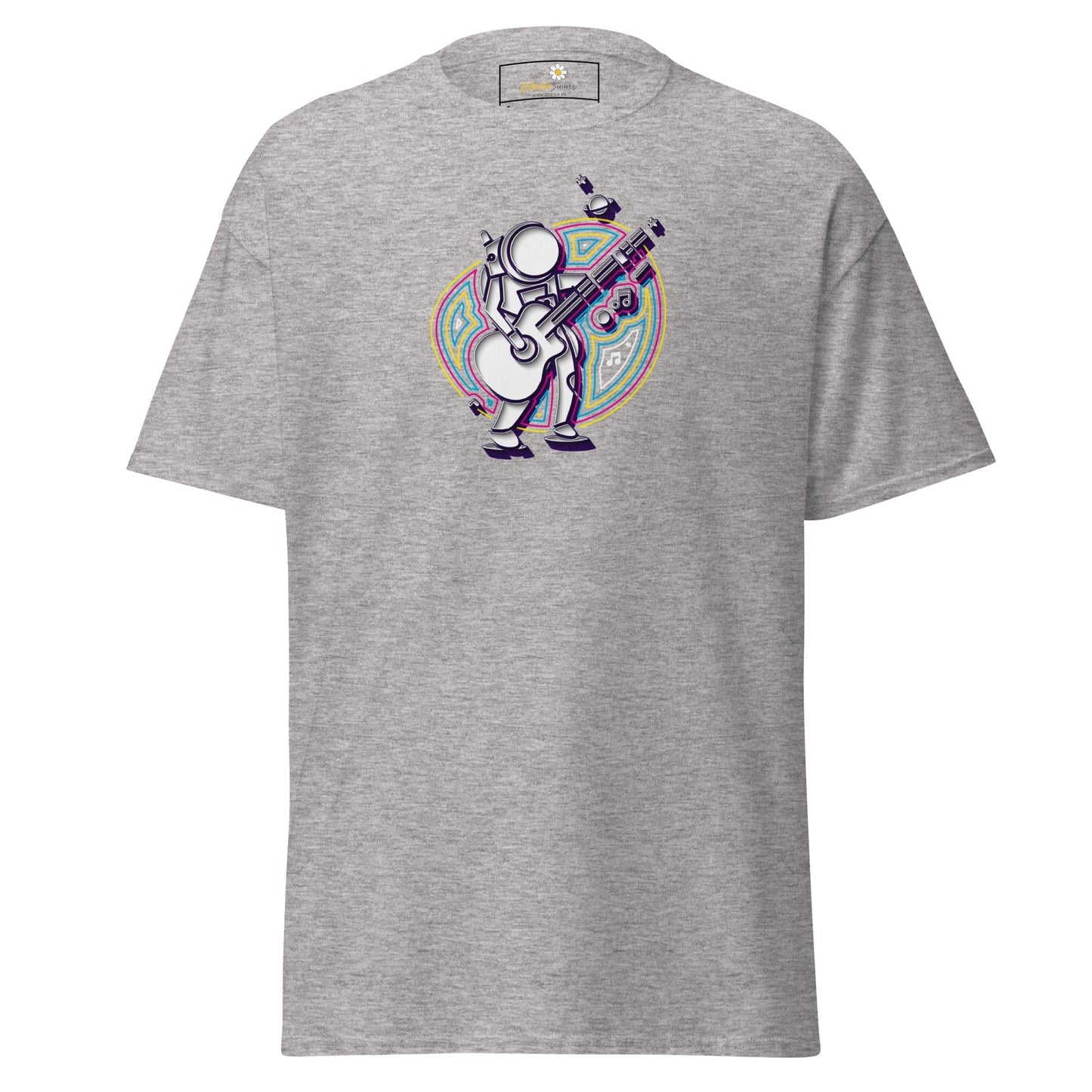 Gray T-shirt featuring an astronaut graphic from T-SHIRT DESIGN TEE for men and women