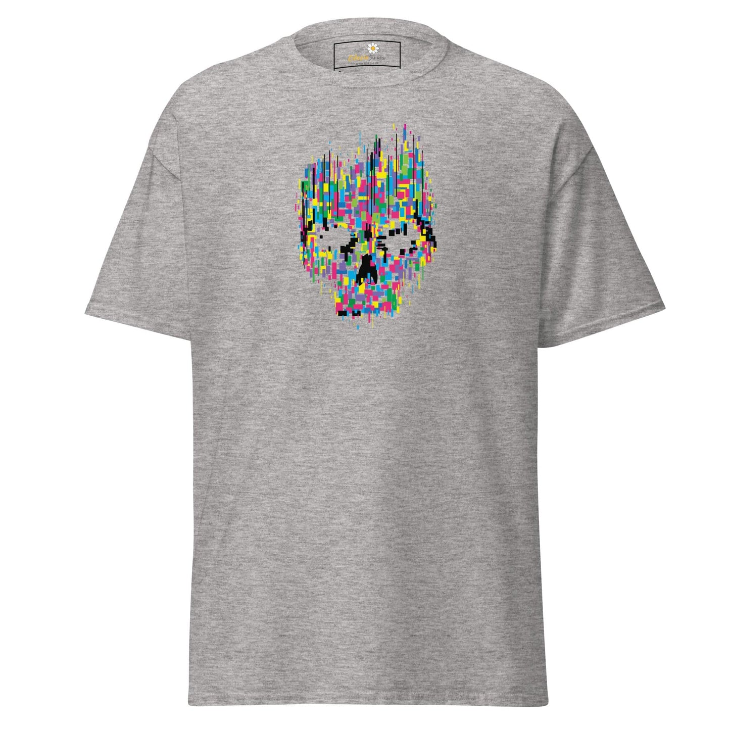 Unisex classic t-shirt - SKULL COLORFUL CUBES - REGULAR - Sport Grey / S