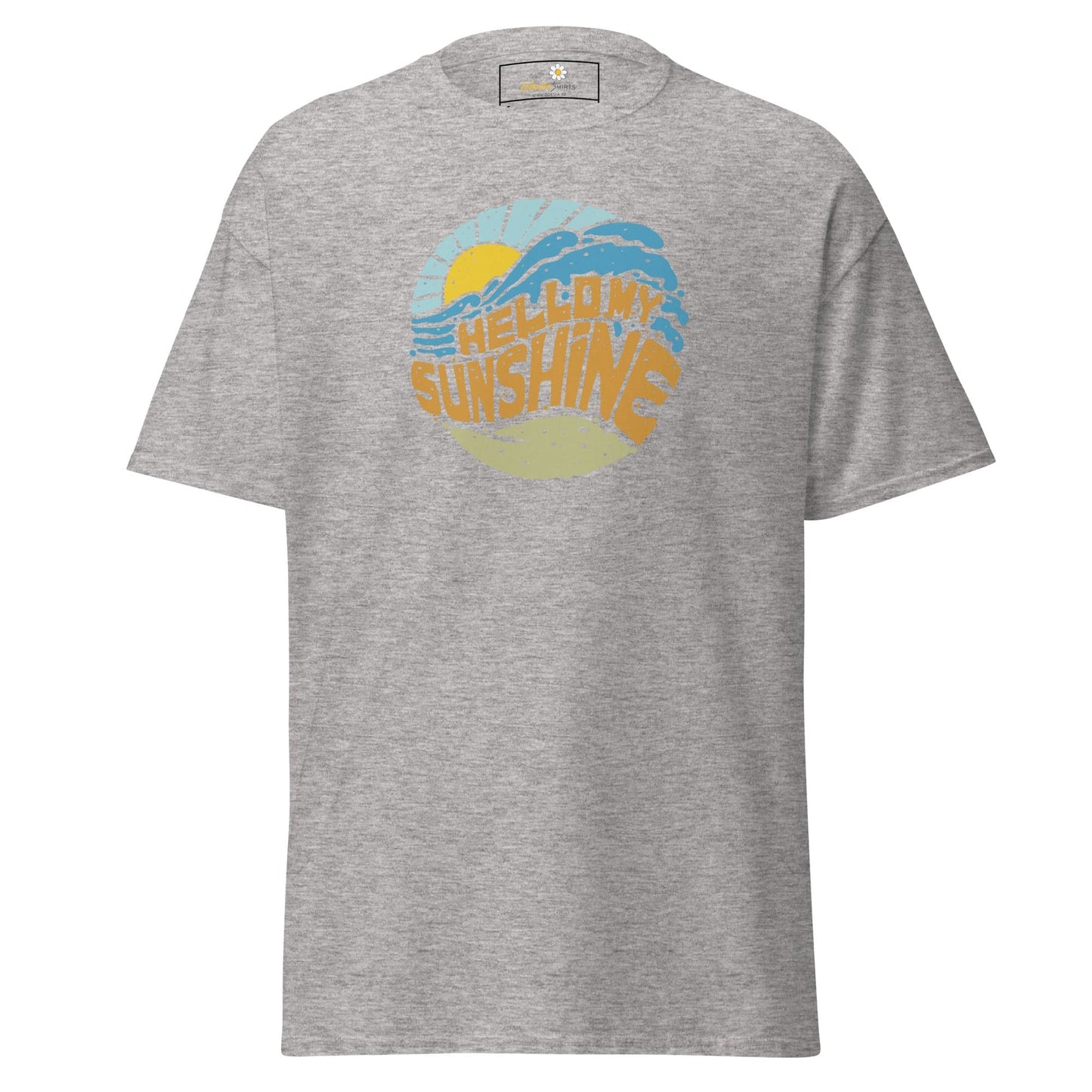 Gray T-shirt with beach-themed graphic from T-SHIRT DESIGN TEE for Men and Women