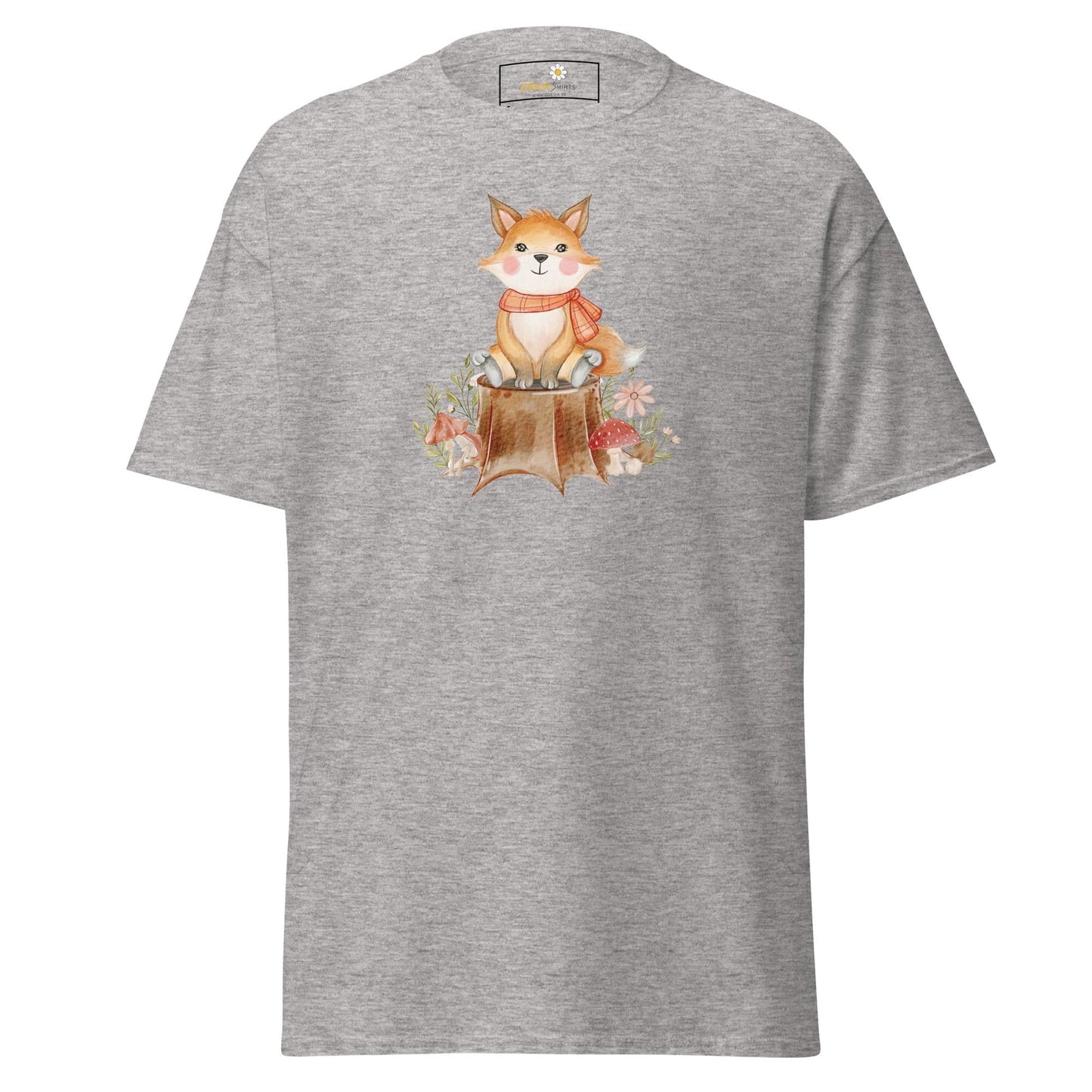 UNisex classic t-shirt - DRAWING FOX ON WOOD - REGULAR - Sport Grey / S