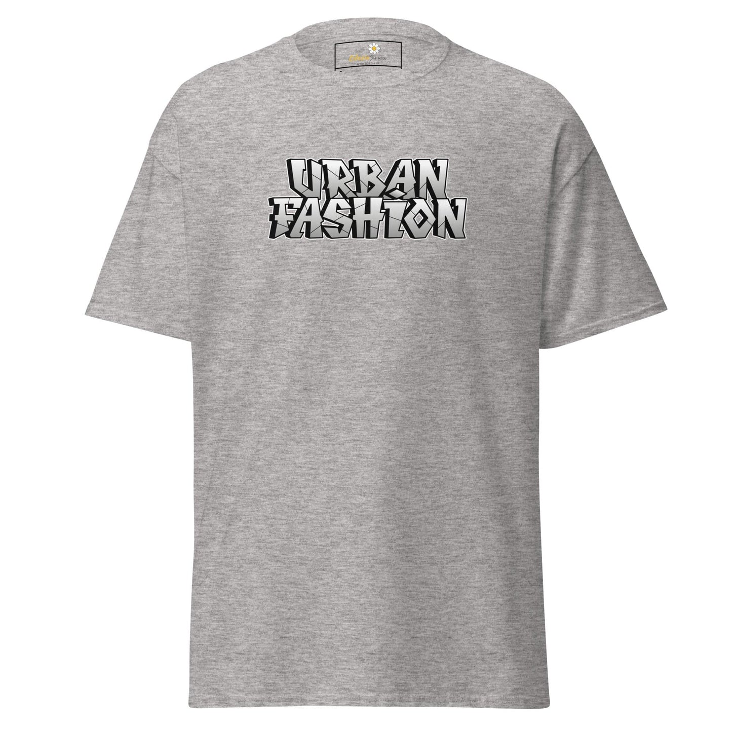 Gray T-shirt with Urban Fashion text for men and women flexible sizes S to XL